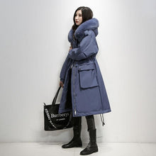 Load image into Gallery viewer, Fitaylor Winter Large Real Fox Fur Collar 90% White Duck Down Jacket Women Loose Long Down Coat Hooded Outwear Warm Thick Parka