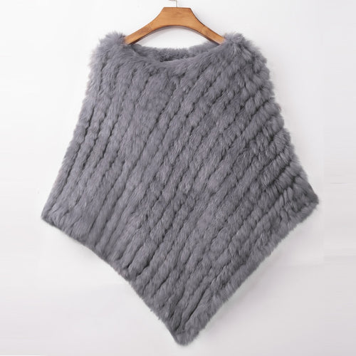 ETHEL ANDERSON Real Rabbit Fur Knitted Fur Poncho Vest Party Wrap Coat Shawl Women's Natural Fur Wedding Gift Wholesale Discount