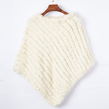 Load image into Gallery viewer, ETHEL ANDERSON Real Rabbit Fur Knitted Fur Poncho Vest Party Wrap Coat Shawl Women&#39;s Natural Fur Wedding Gift Wholesale Discount