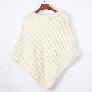 ETHEL ANDERSON Real Rabbit Fur Knitted Fur Poncho Vest Party Wrap Coat Shawl Women's Natural Fur Wedding Gift Wholesale Discount