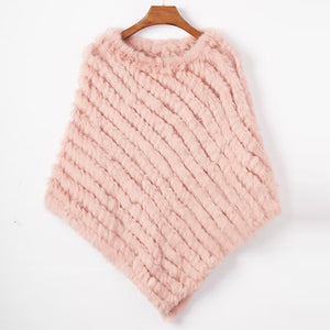 ETHEL ANDERSON Real Rabbit Fur Knitted Fur Poncho Vest Party Wrap Coat Shawl Women's Natural Fur Wedding Gift Wholesale Discount