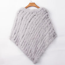 Load image into Gallery viewer, ETHEL ANDERSON Real Rabbit Fur Knitted Fur Poncho Vest Party Wrap Coat Shawl Women&#39;s Natural Fur Wedding Gift Wholesale Discount