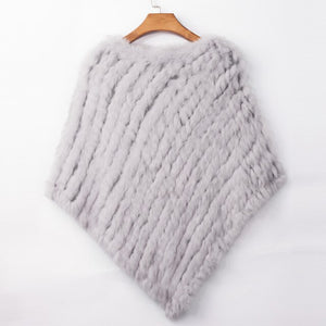 ETHEL ANDERSON Real Rabbit Fur Knitted Fur Poncho Vest Party Wrap Coat Shawl Women's Natural Fur Wedding Gift Wholesale Discount