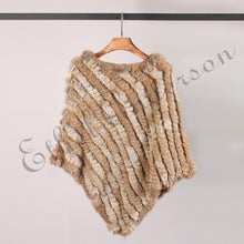 Load image into Gallery viewer, ETHEL ANDERSON Real Rabbit Fur Knitted Fur Poncho Vest Party Wrap Coat Shawl Women&#39;s Natural Fur Wedding Gift Wholesale Discount