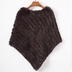 ETHEL ANDERSON Real Rabbit Fur Knitted Fur Poncho Vest Party Wrap Coat Shawl Women's Natural Fur Wedding Gift Wholesale Discount