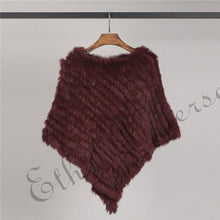 Load image into Gallery viewer, ETHEL ANDERSON Real Rabbit Fur Knitted Fur Poncho Vest Party Wrap Coat Shawl Women&#39;s Natural Fur Wedding Gift Wholesale Discount