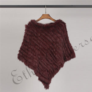 ETHEL ANDERSON Real Rabbit Fur Knitted Fur Poncho Vest Party Wrap Coat Shawl Women's Natural Fur Wedding Gift Wholesale Discount