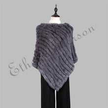 Load image into Gallery viewer, ETHEL ANDERSON Real Rabbit Fur Knitted Fur Poncho Vest Party Wrap Coat Shawl Women&#39;s Natural Fur Wedding Gift Wholesale Discount