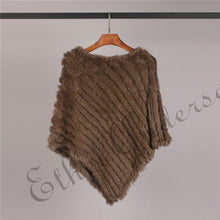 Load image into Gallery viewer, ETHEL ANDERSON Real Rabbit Fur Knitted Fur Poncho Vest Party Wrap Coat Shawl Women&#39;s Natural Fur Wedding Gift Wholesale Discount