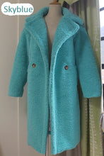 Load image into Gallery viewer, 2019 new women faux fur coat thick warm weight about 1.7kg with lining inside teddy coat skyblue and yellow