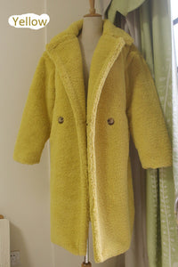 2019 new women faux fur coat thick warm weight about 1.7kg with lining inside teddy coat skyblue and yellow
