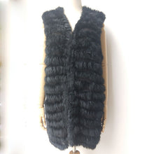 Load image into Gallery viewer, 2019 Autumn Female Knitted Real Rabbit Fur Vest Fashion Women V-Neck Genuine Fur Gliet Sleeveless Ladies Outwear Casual