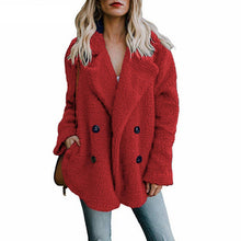 Load image into Gallery viewer, Teddy Coat Woman Winter Overcoat Thick Faux Fur Jackets Female Warm Lapel Coats Long Sleeve Fluffy Comfy with Pockets Plus Size