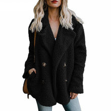 Load image into Gallery viewer, Teddy Coat Woman Winter Overcoat Thick Faux Fur Jackets Female Warm Lapel Coats Long Sleeve Fluffy Comfy with Pockets Plus Size