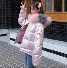 Load image into Gallery viewer, new bright face winter down jacket female short double-sided fashion fake fur collar coat winter down coat women outerwear