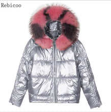 Load image into Gallery viewer, new bright face winter down jacket female short double-sided fashion fake fur collar coat winter down coat women outerwear