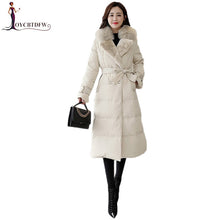 Load image into Gallery viewer, Winter Female Down Jacket 2018 New Fashion bundle Waist Outerwear Coats Korean Large Size Long Big fur collar Female parkas X796