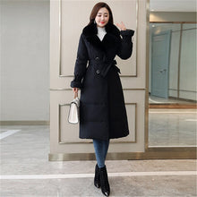 Load image into Gallery viewer, Winter Female Down Jacket 2018 New Fashion bundle Waist Outerwear Coats Korean Large Size Long Big fur collar Female parkas X796