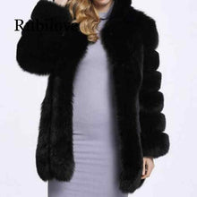 Load image into Gallery viewer, Fashion Winter Women Faux Fur Coat Lady Single Breasted Fox Fur Jacket Female Long Sleeve Fur Coat With Warm Hood