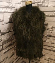 Load image into Gallery viewer, Harppihop Free shipping womens natural real rabbit fur vest with raccoon fur collar waistcoat/jackets rex rabbit knitted winte