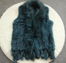 Load image into Gallery viewer, Harppihop Free shipping womens natural real rabbit fur vest with raccoon fur collar waistcoat/jackets rex rabbit knitted winte