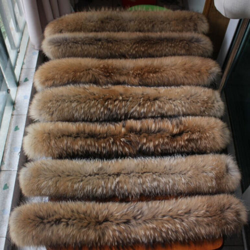 Big Raccoon Fur Collar Hood Trim Natural Raccoon Fur Hood Collar Down Coat Fur Collar Custom Made Big Fur Collar