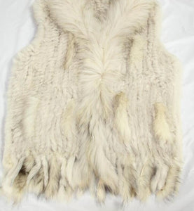 Harppihop fashion rabbit fur vest raccoon fur trimming knitted rabbit fur vest with hood fur waistcoat gilet