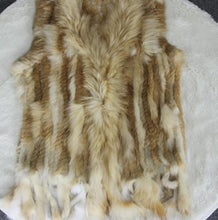 Load image into Gallery viewer, Harppihop fashion rabbit fur vest raccoon fur trimming knitted rabbit fur vest with hood fur waistcoat gilet