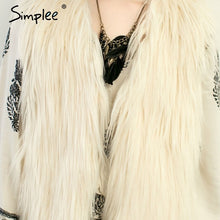 Load image into Gallery viewer, Simplee Faux fur pink women vest Autumn winter sleeveless white outerwear Hairy fluffy casual fashion overcoat 2018