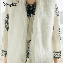 Load image into Gallery viewer, Simplee Faux fur pink women vest Autumn winter sleeveless white outerwear Hairy fluffy casual fashion overcoat 2018