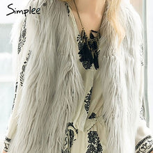 Load image into Gallery viewer, Simplee Faux fur pink women vest Autumn winter sleeveless white outerwear Hairy fluffy casual fashion overcoat 2018