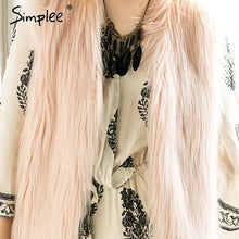 Load image into Gallery viewer, Simplee Faux fur pink women vest Autumn winter sleeveless white outerwear Hairy fluffy casual fashion overcoat 2018