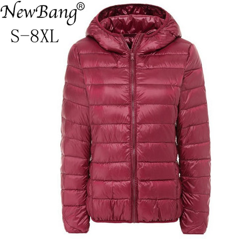 NewBang Brand Large Size 7XL 8XL Women's Down Coat Plus Ultra Light Down Jacket Women Autumn Winter Hooded Feather Warm Jacket