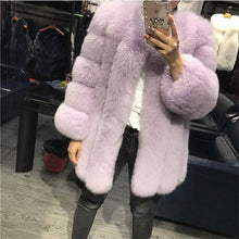Load image into Gallery viewer, BFFUR 2018 Luxury Womens Winter Coats Natural Fur Fashion Blue Fox Fur Coats For Women Real Arctic Fox Thick Warm Whole Skin