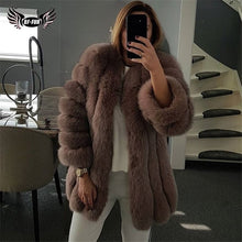 Load image into Gallery viewer, BFFUR 2018 Luxury Womens Winter Coats Natural Fur Fashion Blue Fox Fur Coats For Women Real Arctic Fox Thick Warm Whole Skin
