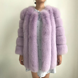 BFFUR 2018 Luxury Womens Winter Coats Natural Fur Fashion Blue Fox Fur Coats For Women Real Arctic Fox Thick Warm Whole Skin