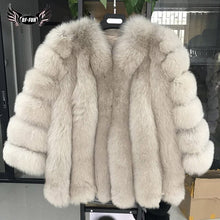 Load image into Gallery viewer, BFFUR 2018 Luxury Womens Winter Coats Natural Fur Fashion Blue Fox Fur Coats For Women Real Arctic Fox Thick Warm Whole Skin