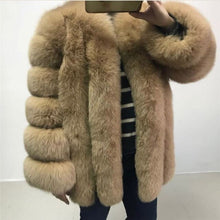 Load image into Gallery viewer, BFFUR 2018 Luxury Womens Winter Coats Natural Fur Fashion Blue Fox Fur Coats For Women Real Arctic Fox Thick Warm Whole Skin