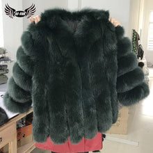 Load image into Gallery viewer, BFFUR 2018 Luxury Womens Winter Coats Natural Fur Fashion Blue Fox Fur Coats For Women Real Arctic Fox Thick Warm Whole Skin