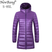 Load image into Gallery viewer, NewBang Brand 6XL 7XL 8XL Plus Size Down Coat Female Long Winter Ultra Light Down Jacket Women Hooded Feather Jacket Warm Coat