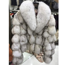Load image into Gallery viewer, ETHEL ANDERSON Luxury Genuine Real Fox Fur Jackets&amp;Coats With Fox Fur Collar For Ladies Short Fox Fur Outerwear In Fur Garments