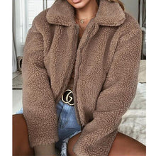 Load image into Gallery viewer, Nadafair Faux Fur Coat Women Autumn Winter Fluffy Teddy Jacket Coat Plus Size Long Sleeve Outerwear Turn Down Short Coat Female