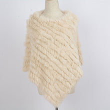 Load image into Gallery viewer, Women&#39;s Knitted Poncho Real Rabbit Fur Fashion Style Winter Autumn Warm Fur Shawl Ladies Top Quality Cape S1071S