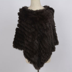 Women's Knitted Poncho Real Rabbit Fur Fashion Style Winter Autumn Warm Fur Shawl Ladies Top Quality Cape S1071S