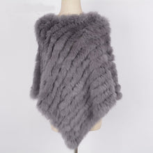 Load image into Gallery viewer, Women&#39;s Knitted Poncho Real Rabbit Fur Fashion Style Winter Autumn Warm Fur Shawl Ladies Top Quality Cape S1071S