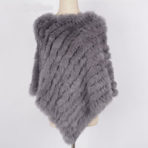 Women's Knitted Poncho Real Rabbit Fur Fashion Style Winter Autumn Warm Fur Shawl Ladies Top Quality Cape S1071S