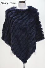 Load image into Gallery viewer, Women&#39;s Knitted Poncho Real Rabbit Fur Fashion Style Winter Autumn Warm Fur Shawl Ladies Top Quality Cape S1071S