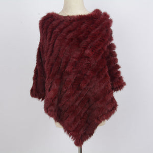 Women's Knitted Poncho Real Rabbit Fur Fashion Style Winter Autumn Warm Fur Shawl Ladies Top Quality Cape S1071S