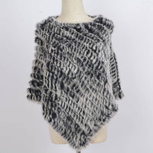 Load image into Gallery viewer, Women&#39;s Knitted Poncho Real Rabbit Fur Fashion Style Winter Autumn Warm Fur Shawl Ladies Top Quality Cape S1071S