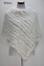 Load image into Gallery viewer, Women&#39;s Knitted Poncho Real Rabbit Fur Fashion Style Winter Autumn Warm Fur Shawl Ladies Top Quality Cape S1071S